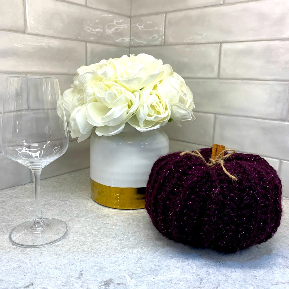 Purple Glitter Handmade Crochet Pumpkin (Large)